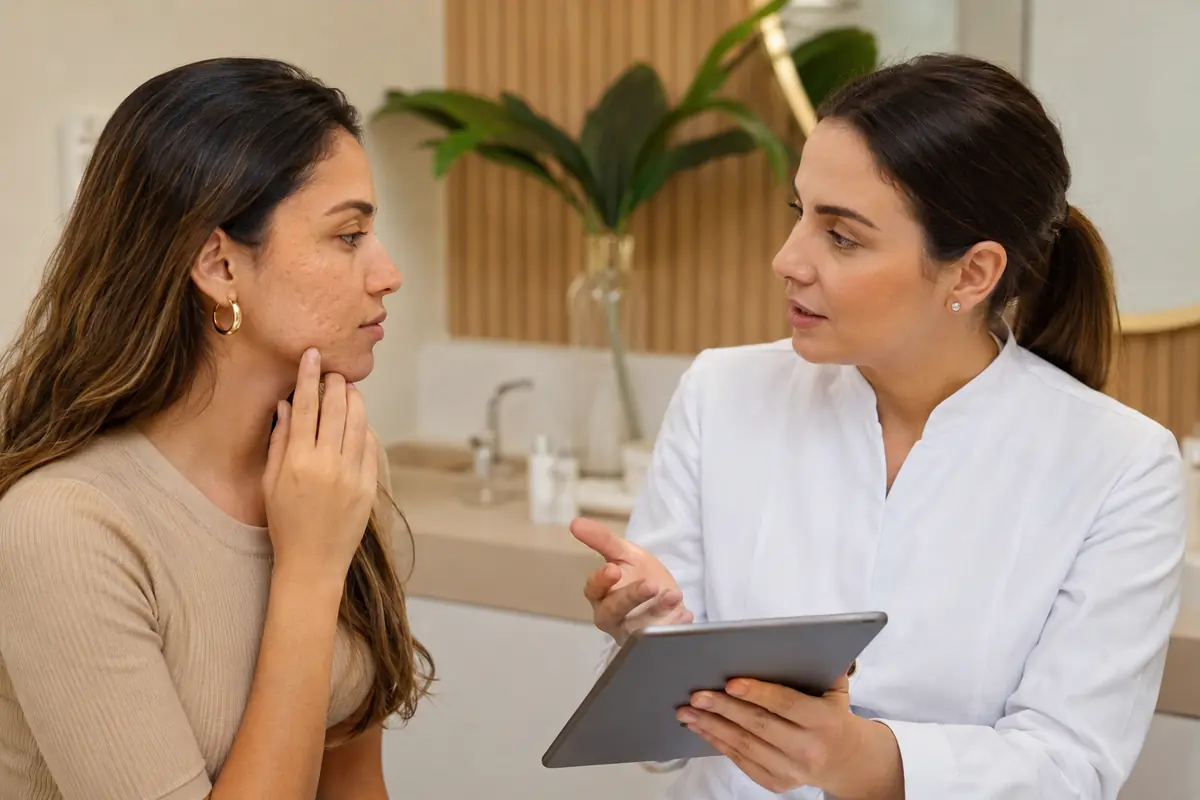 Avaliação profissional para microagulhamento em cicatrizes de acne